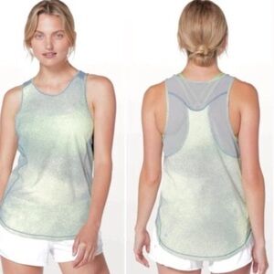 Lululemon Sculpt Tank II Ocean Spray Fluro Citrus Yellow Gray Mesh